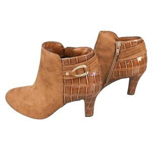 Karen Scott Koraa Strapped Croc Embossed vegan leather Ankle Booties Created For